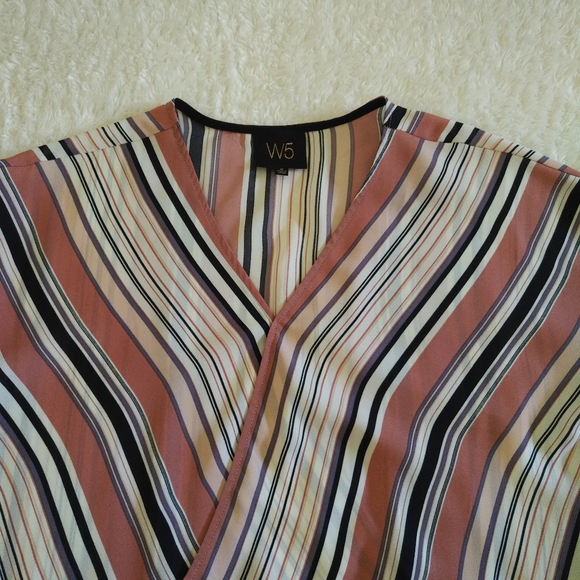 W5🖐️ by Anthropologie Striped Faux Crossover Top - Picture 4 of 7